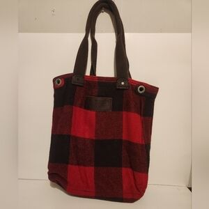 Abercrombie and Fitch Red Plaid Tote Bag 14” x 5” x 14”